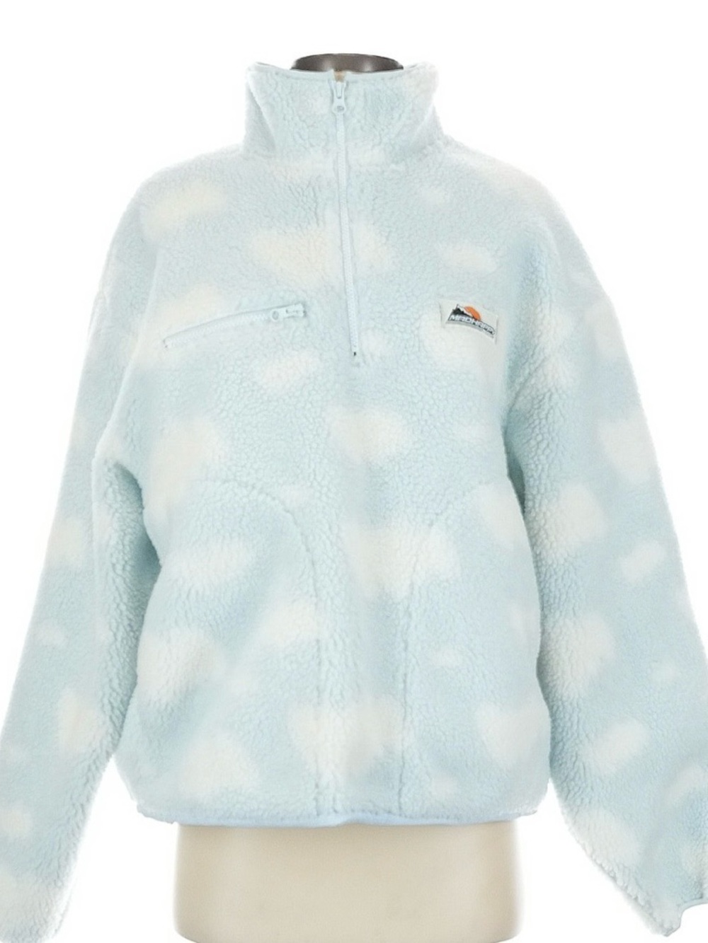 RARE! NWT Madhappy Sherpa Pullover in Light Blue & White Cloud Print